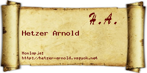 Hetzer Arnold névjegykártya